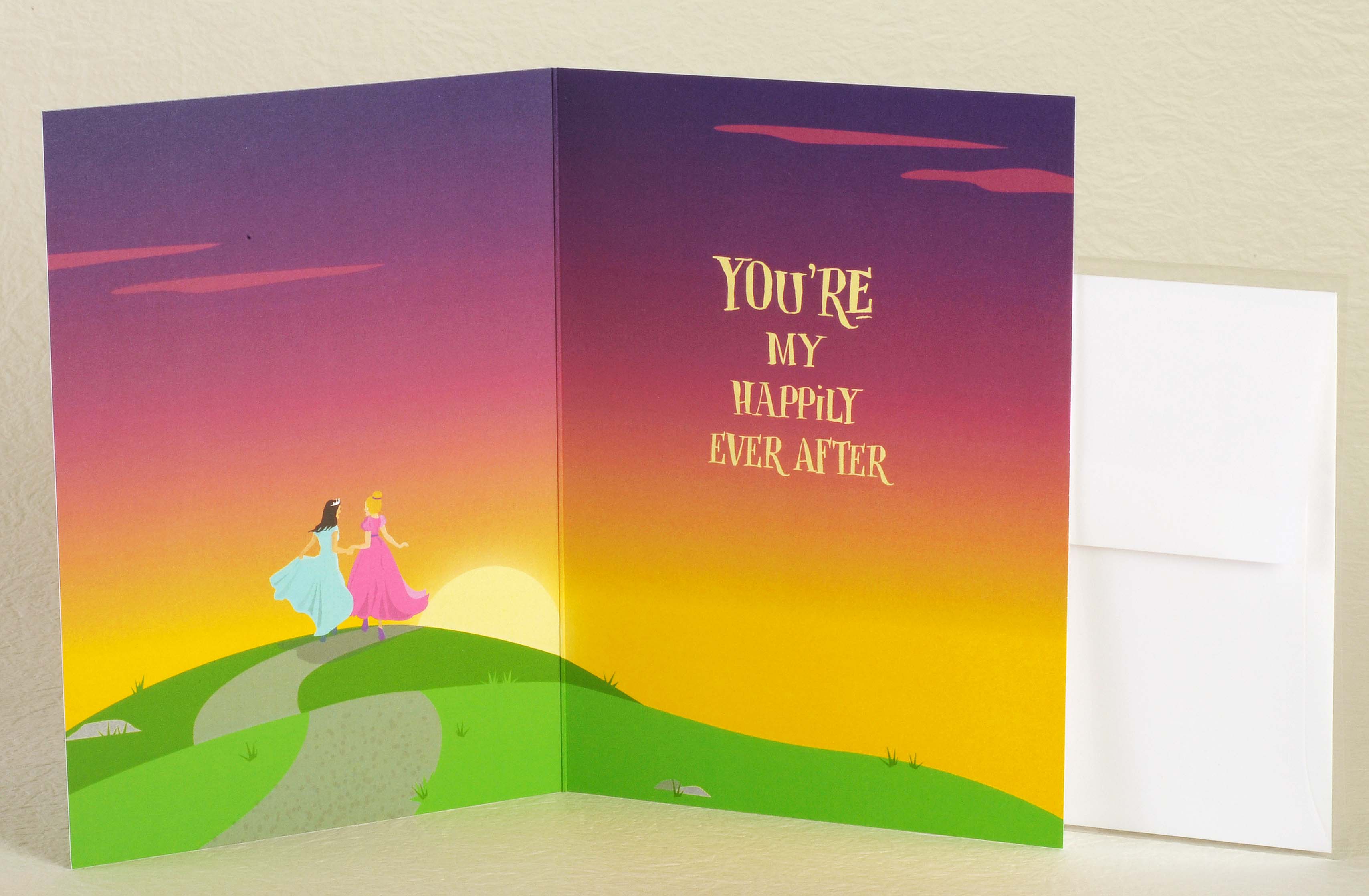 SALE:  Lesbian fairy tale love card - by Peas & Cukes