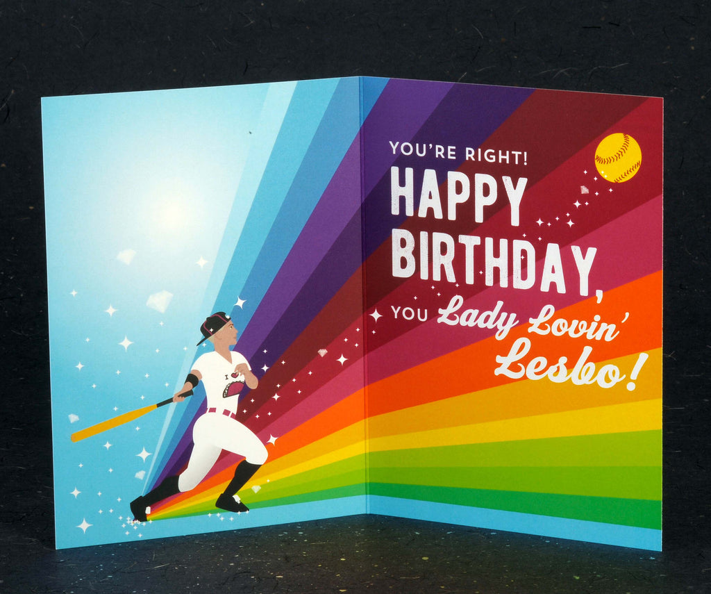 SALE:  Lesbian Birthday Card - Lady Lovin Lesbo by Peas & Cukes