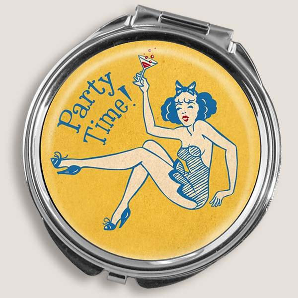 Party Time 3 compartment Pill Box with Mirror by Lucky Jack fka Trixie & Milo