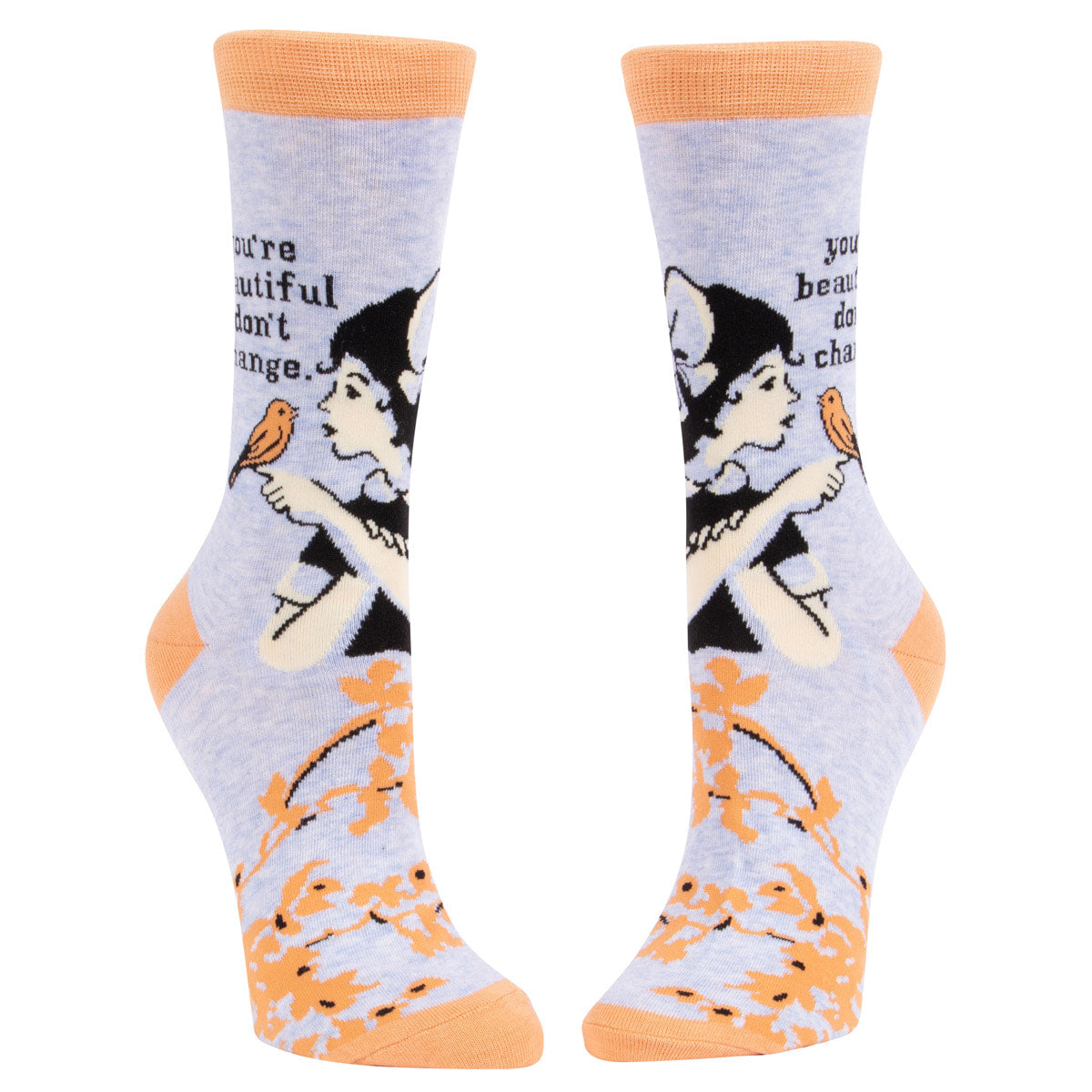 Women's Crew Socks -   You're Beautiful Don't Change  - Blue Q