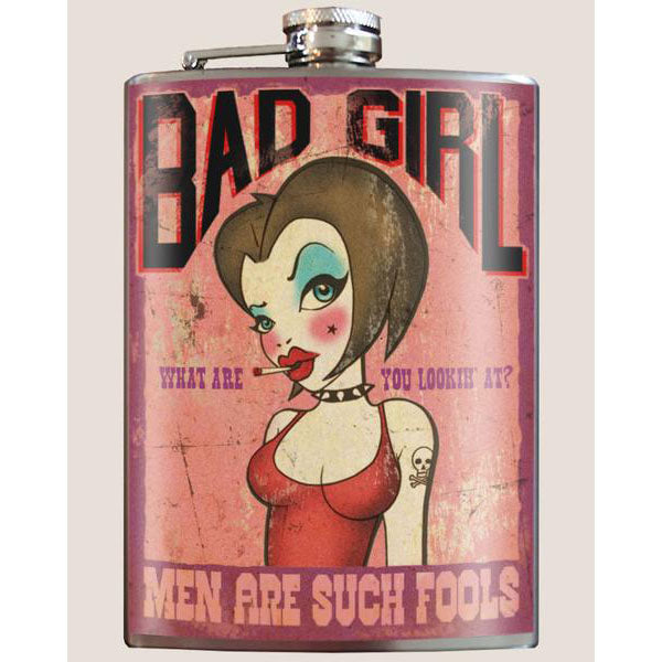 Bad Girl lead free flask by Lucky Jack fka Trixie and Milo