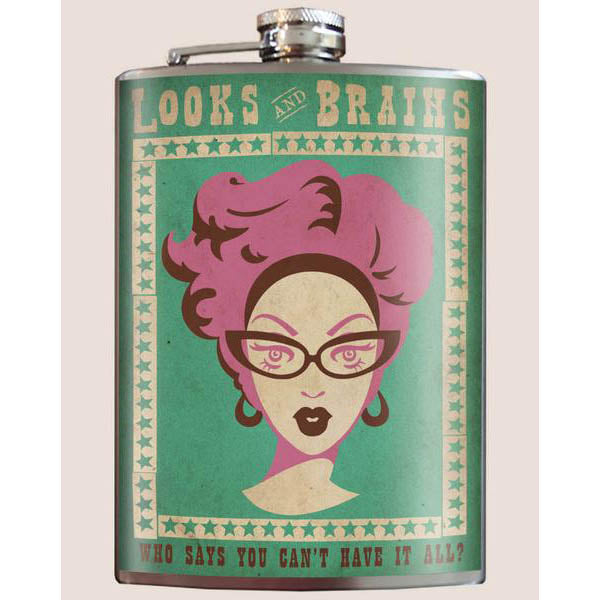 Looks and Brains lead free flask by Lucky Jack fka Trixie and Milo