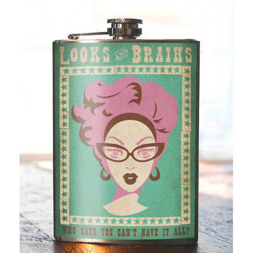 Looks and Brains lead free flask by Lucky Jack fka Trixie and Milo