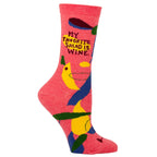 Women's Crew Socks -   My Favorite Salad is Wine  - Blue Q