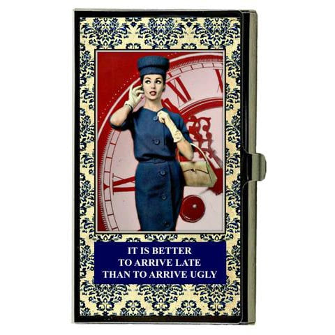 Better to Arrive Late  Business Card Case by Umlaut Brooklyn