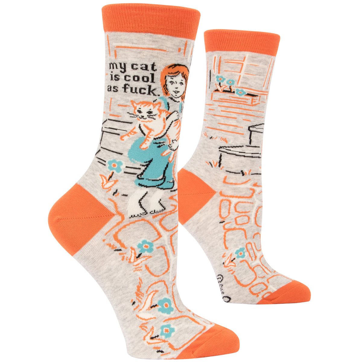 My Cat is Cool as Fuck Women's Crew Socks   - Blue Q