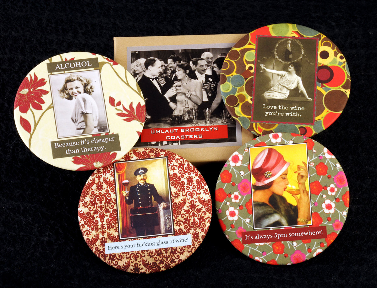 Red Coaster Set by Umlaut Brooklyn - 4 unique designs