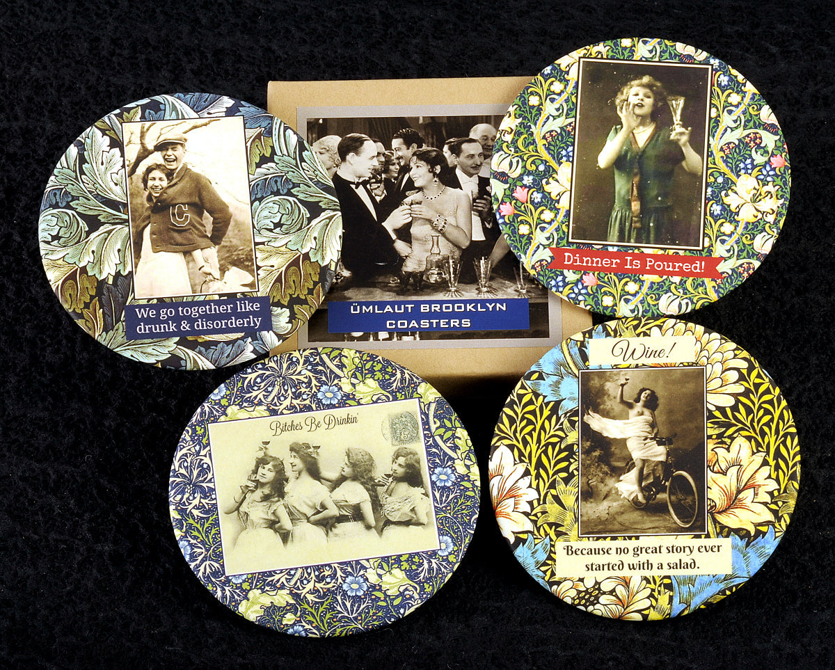 Blue Coaster Set by Umlaut Brooklyn - 4 unique designs