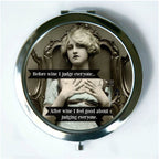 Before Wine I Judge Everyone Compact Mirror (regular and magnify) by Umlaut Brooklyn