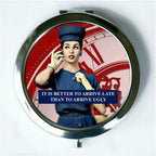 Better to Arrive Late  Compact Mirror (regular and magnified) by Umlaut Brooklyn