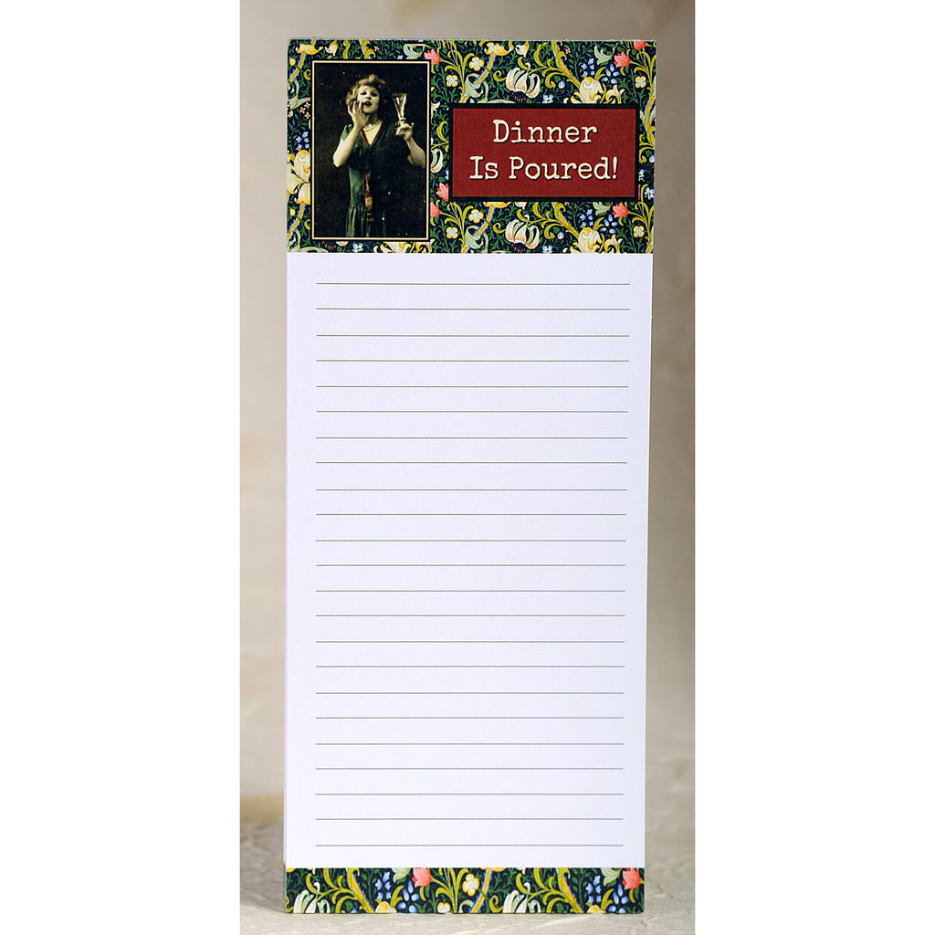 Dinner is poured lined magnetic notepad by Umlaut Brooklyn