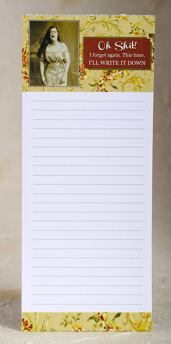 Oh Shit!  I Forgot Again. This Time I'll Write It Down - lined magnetic notepad by Umlaut Brooklyn