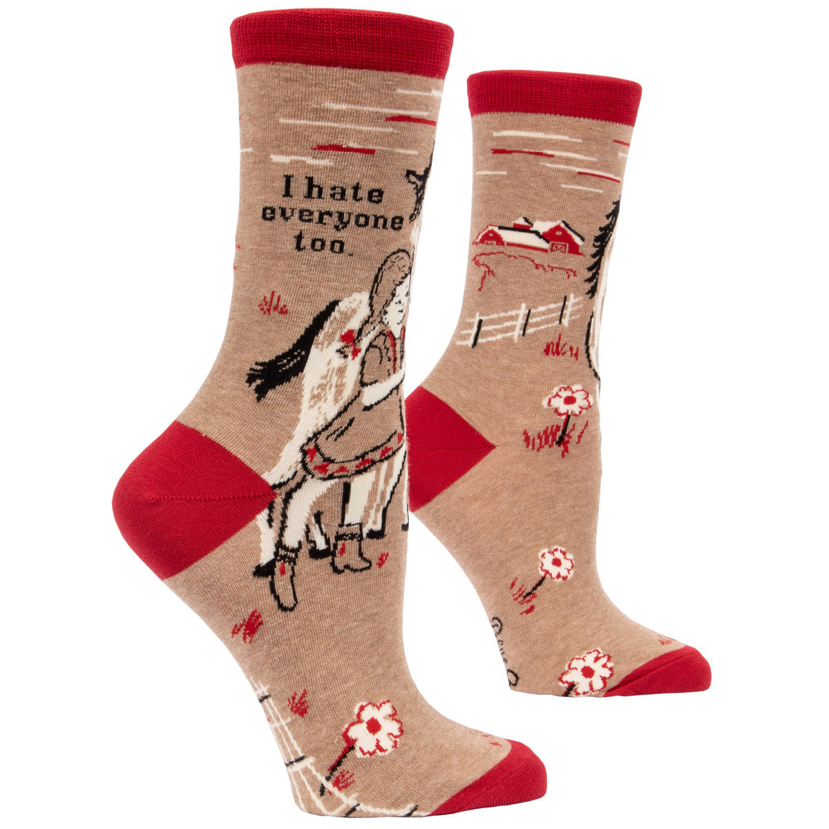 Women's Crew Socks -    I Hate Everyone Too  - Blue Q