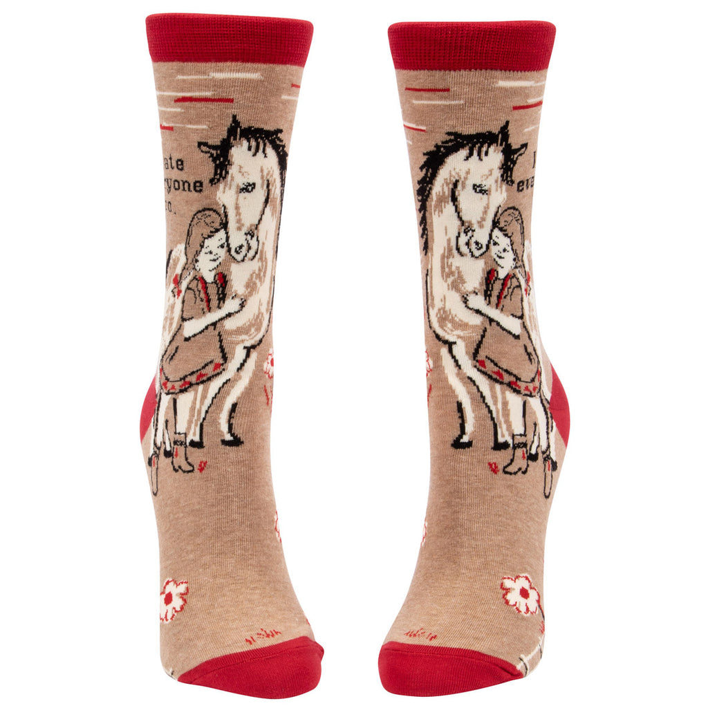 Women's Crew Socks -    I Hate Everyone Too  - Blue Q