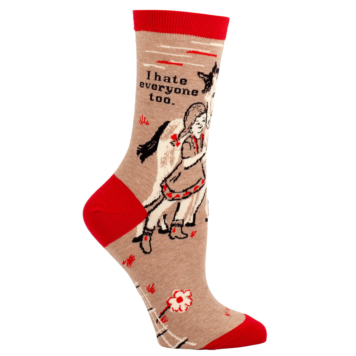 Women's Crew Socks -    I Hate Everyone Too  - Blue Q