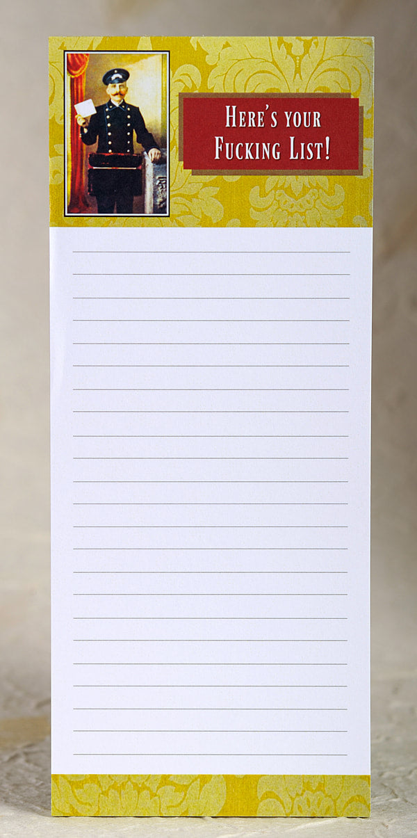Here's Your Fucking List!  lined magnetic notepad by Umlaut Brooklyn