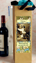 Wine! Because No Great Story Ever Started With a Salad - Eco Wine or Bottle Bag by Umlaut Brooklyn