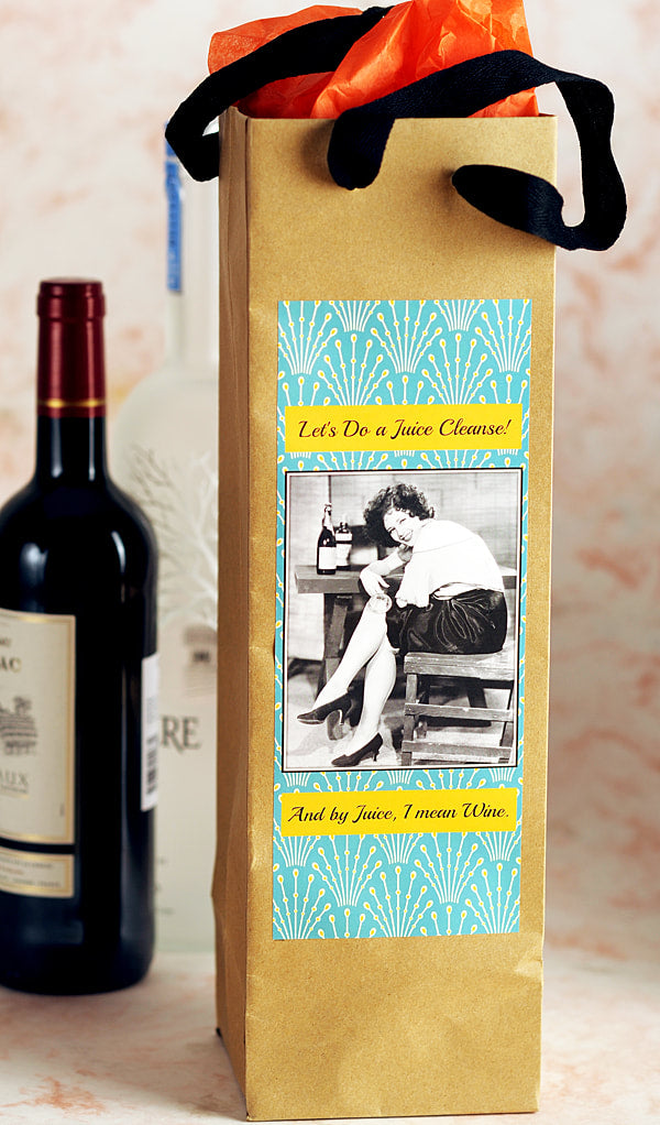 Lets Do a Juice Cleanse and By Juice I Mean Wine - Eco Wine or  Bottle Bag by Umlaut Brooklyn