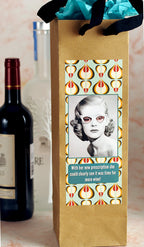 With Her New Prescription She Could Clearly See It Was Time For More Wine - Eco Wine or Bottle Bag by Umlaut Brooklyn