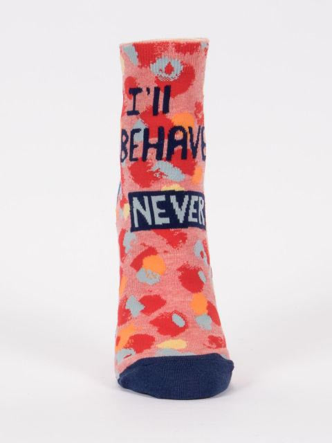Women's Ankle Sock I'll Behave NEVER - Blue Q