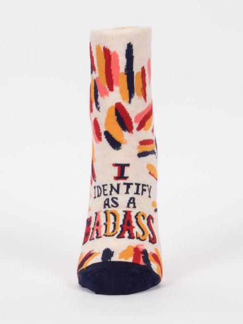 Women's Ankle Sock I Identify as a Badass - Blue Q