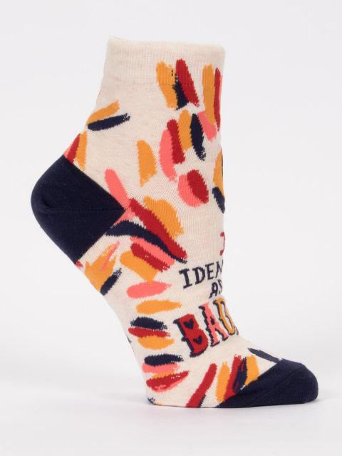 Women's Ankle Sock I Identify as a Badass - Blue Q