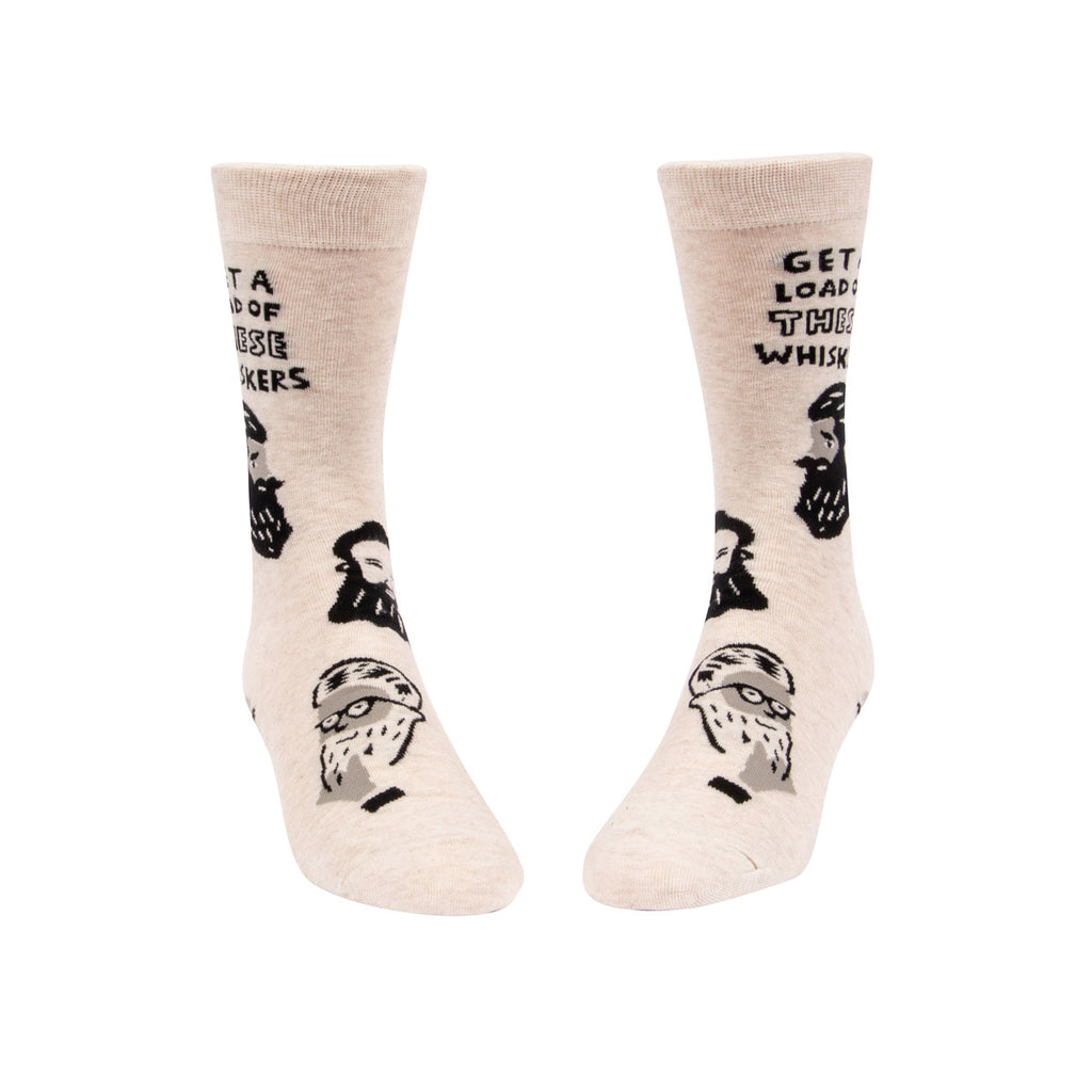 MEN's Crew Socks - Get a Load of These Whiskers - Blue Q