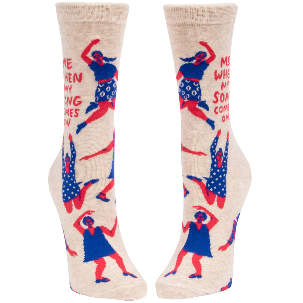 Blue Q Women's Crew Socks - Me When My Song Comes On