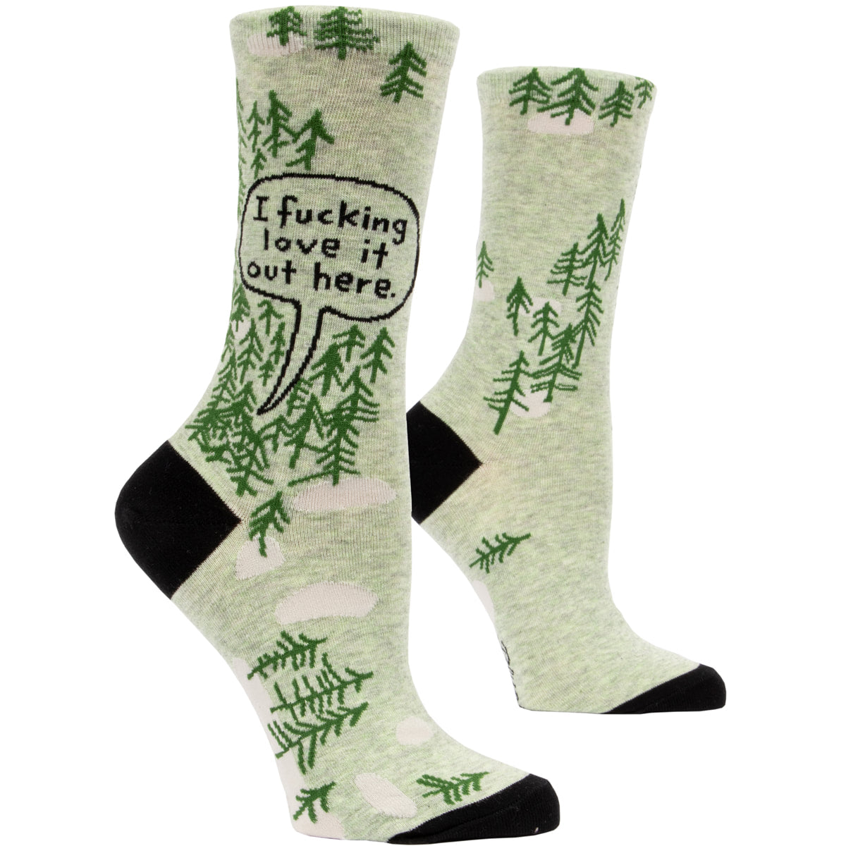 Blue Q Women's Crew Socks - I Fucking Love It Out Here - woods