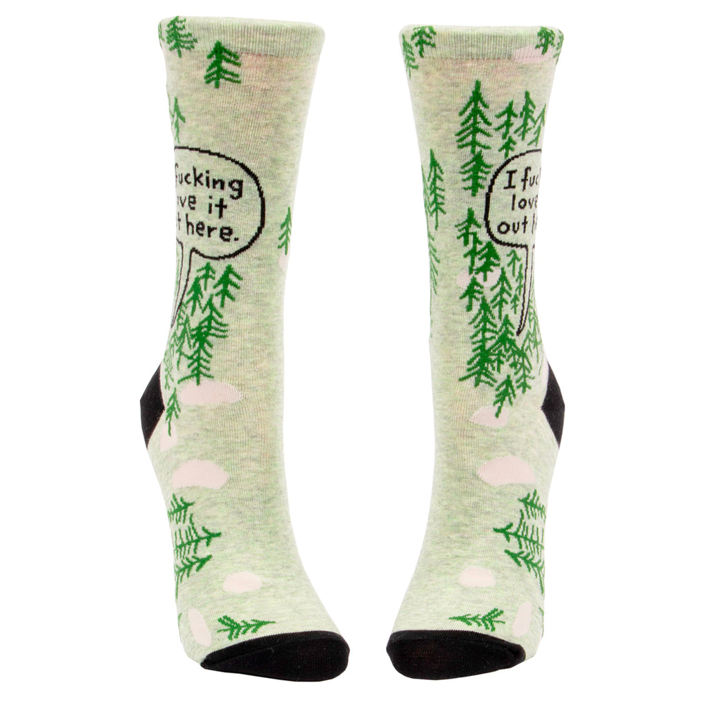 Blue Q Women's Crew Socks - I Fucking Love It Out Here - woods