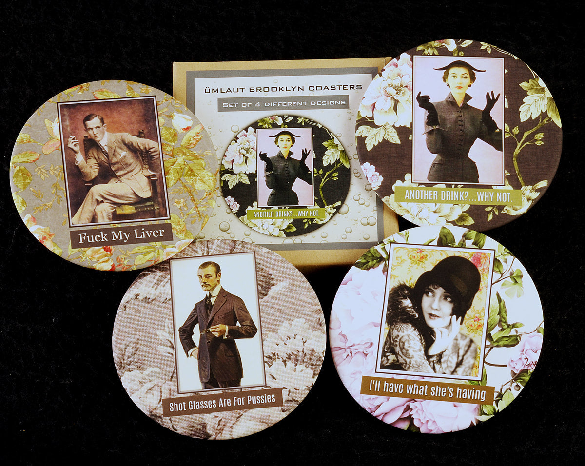 Silver Coaster Set by Umlaut Brooklyn - 4 unique designs