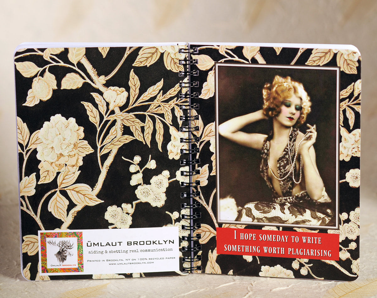 I Hope Someday To Write Something Worth Plagiarising - lined 5x7 notepad journal by Umlaut Brooklyn