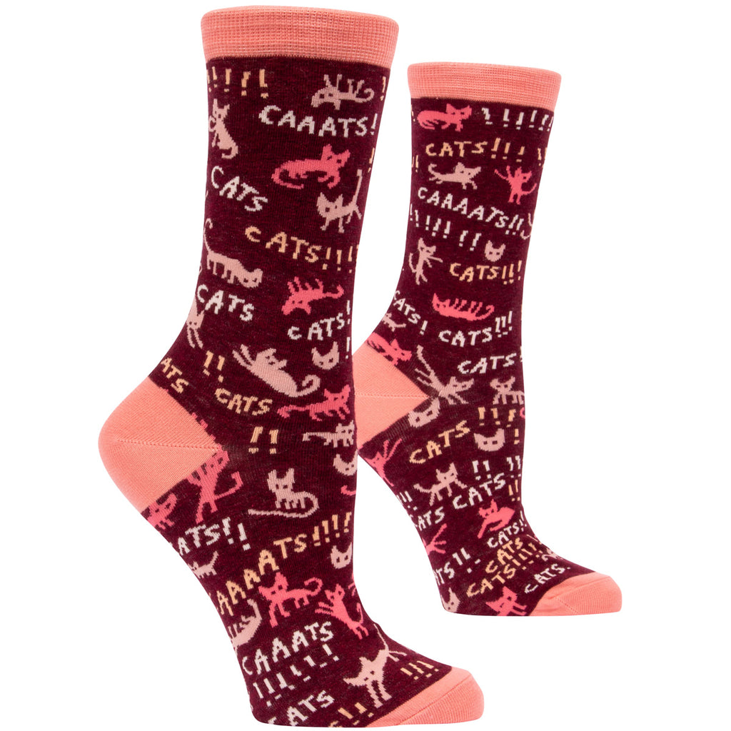 Women's Crew Socks -  Cats Caaaats - Blue Q