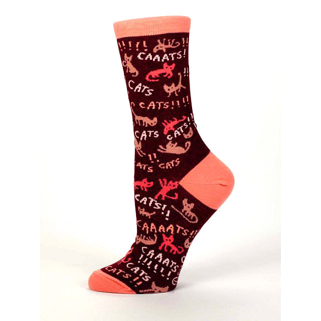 Women's Crew Socks -  Cats Caaaats - Blue Q