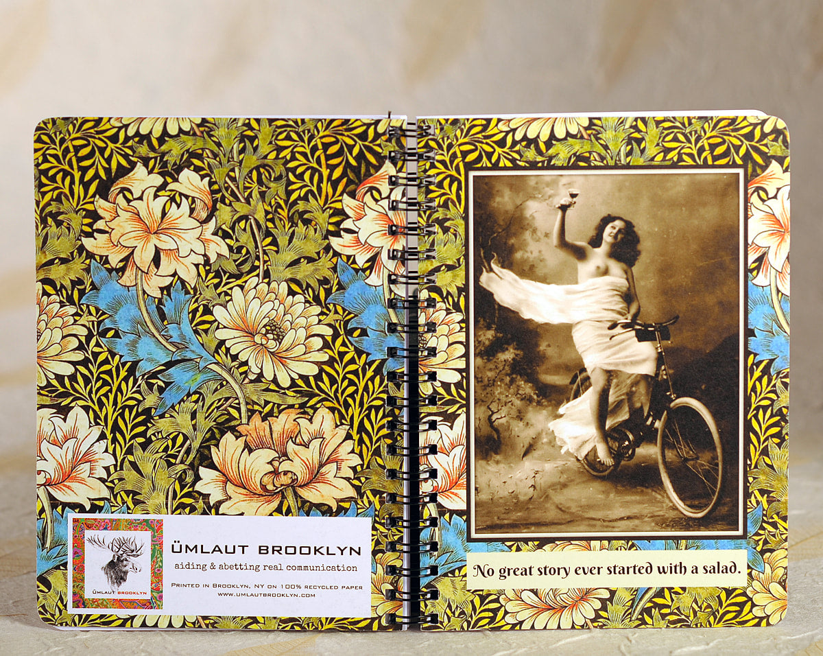 No Great Story Ever Started With a Salad - lined 5x7 80 recycled pages - notepad journal by Umlaut Brooklyn