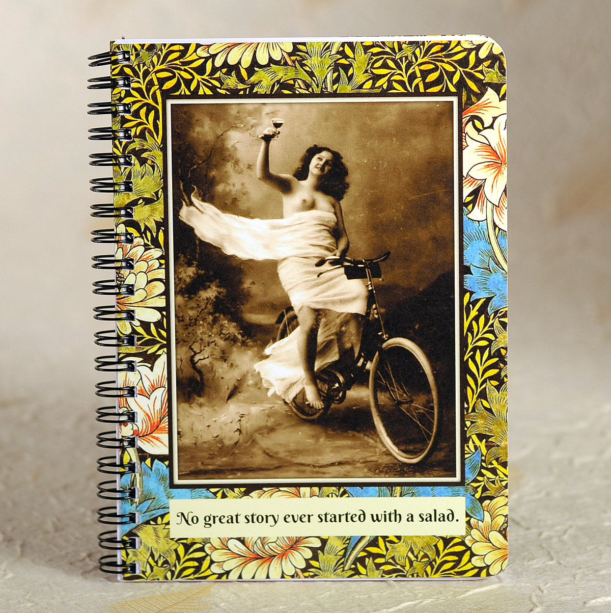 No Great Story Ever Started With a Salad - lined 5x7 80 recycled pages - notepad journal by Umlaut Brooklyn