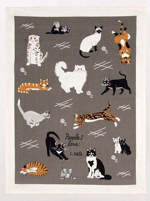 Blue Q Kitchen Towel - Screen Printed Cotton Kitchen Towel - People I Love:  1 cats