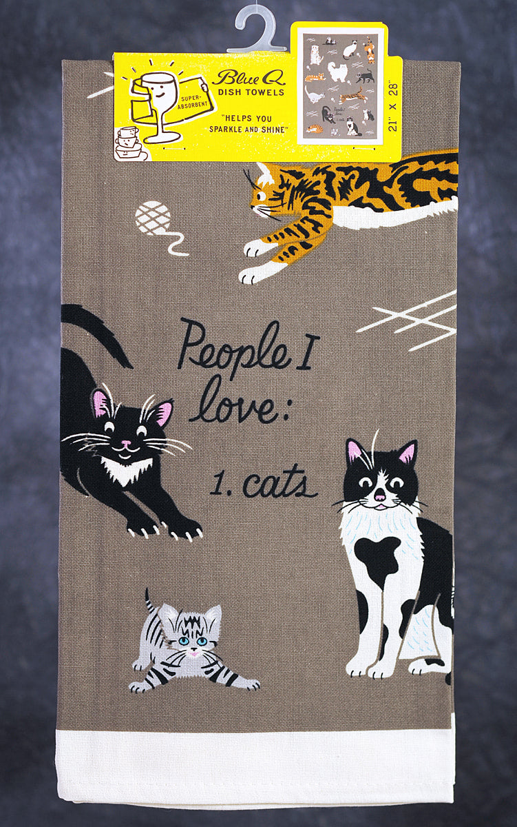 Blue Q Kitchen Towel - Screen Printed Cotton Kitchen Towel - People I Love:  1 cats