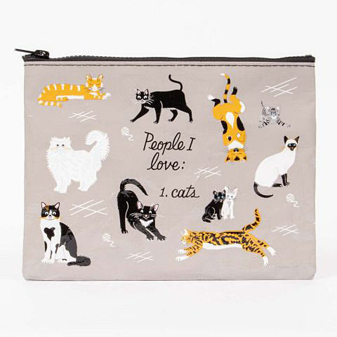 Eco, Recycled Zipper Pouch - People I Love: 1. Cats - Blue Q