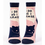 Women's Ankle Sock I Do As I Please cats - Blue Q
