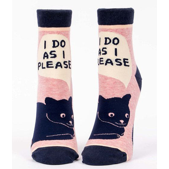 Women's Ankle Sock I Do As I Please cats - Blue Q