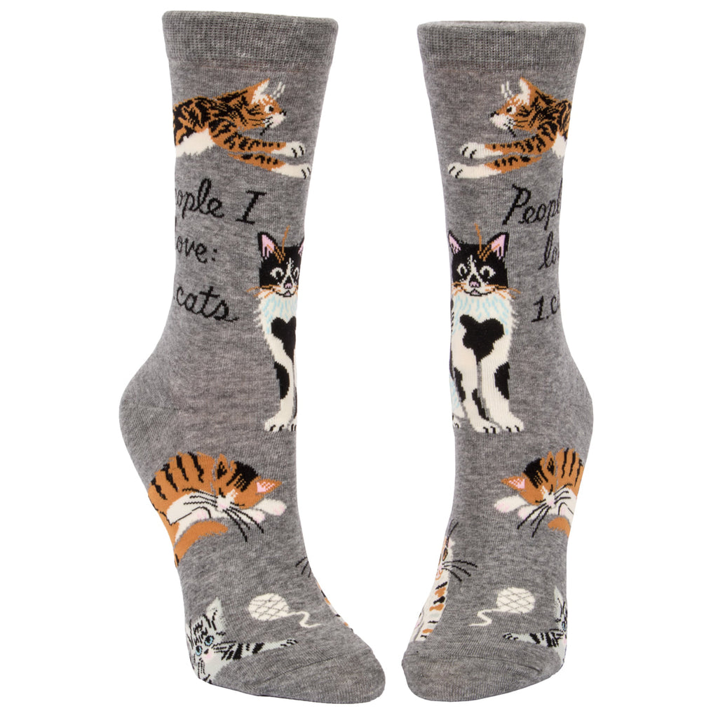 Blue Q Women's Crew Socks - People I Love: 1. Cats