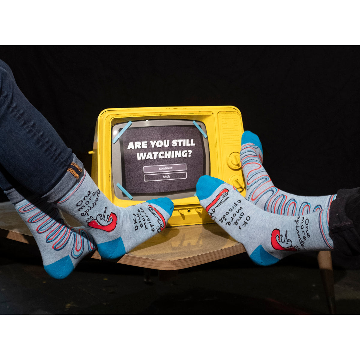 Blue Q Women's Crew Socks - One More Episode. One More Episode ....