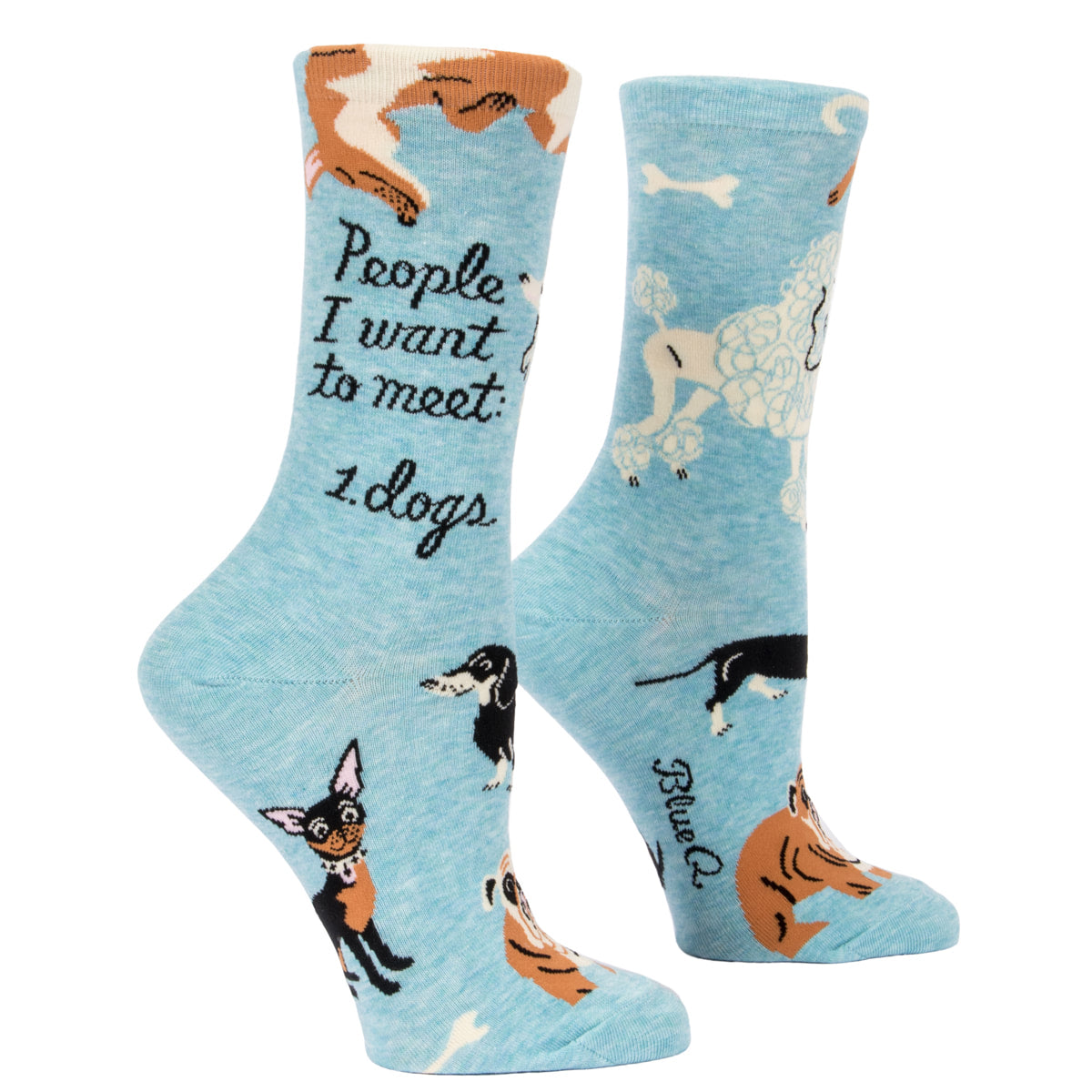 Blue Q Women's Crew Socks - People I Want to Meet:  1. Dogs