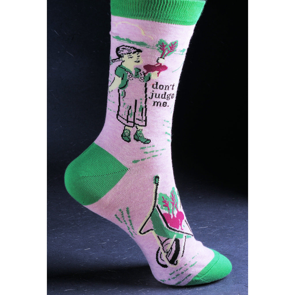 Women's Crew Socks - Don't Judge Me - Blue Q