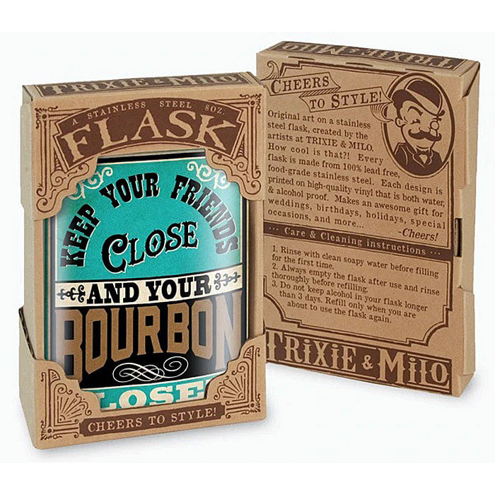 Keep Your Bourbon Closer lead free flask by Lucky Jack fka Trixie and Milo