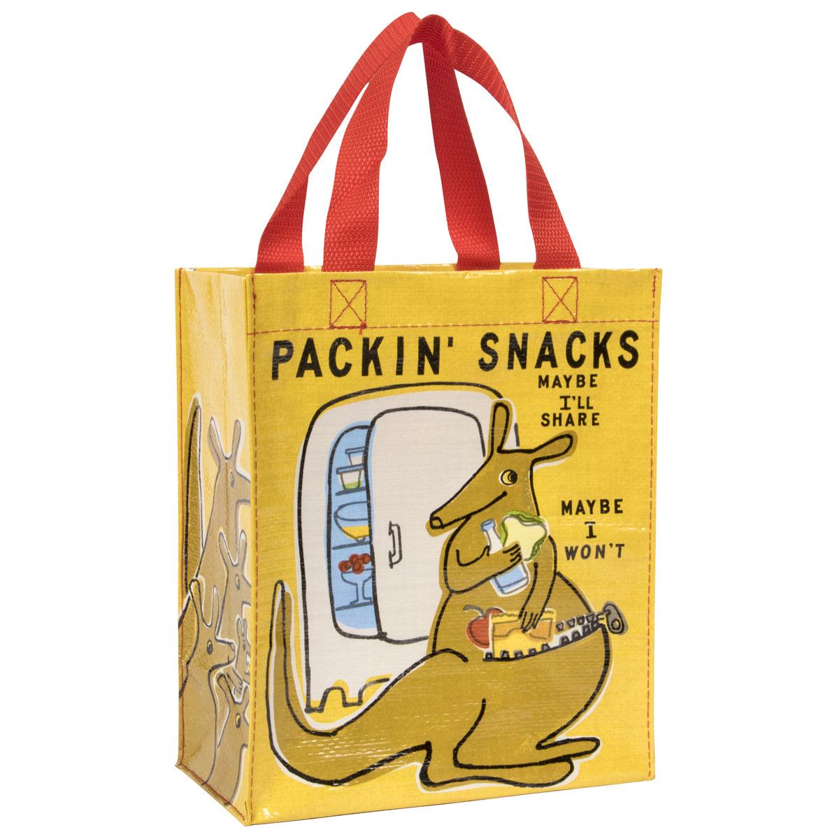 Blue Q Packin' Snacks (with kangaroo) Handy Tote   10x8.5x4.5  Eco Reusable Lunch Bag