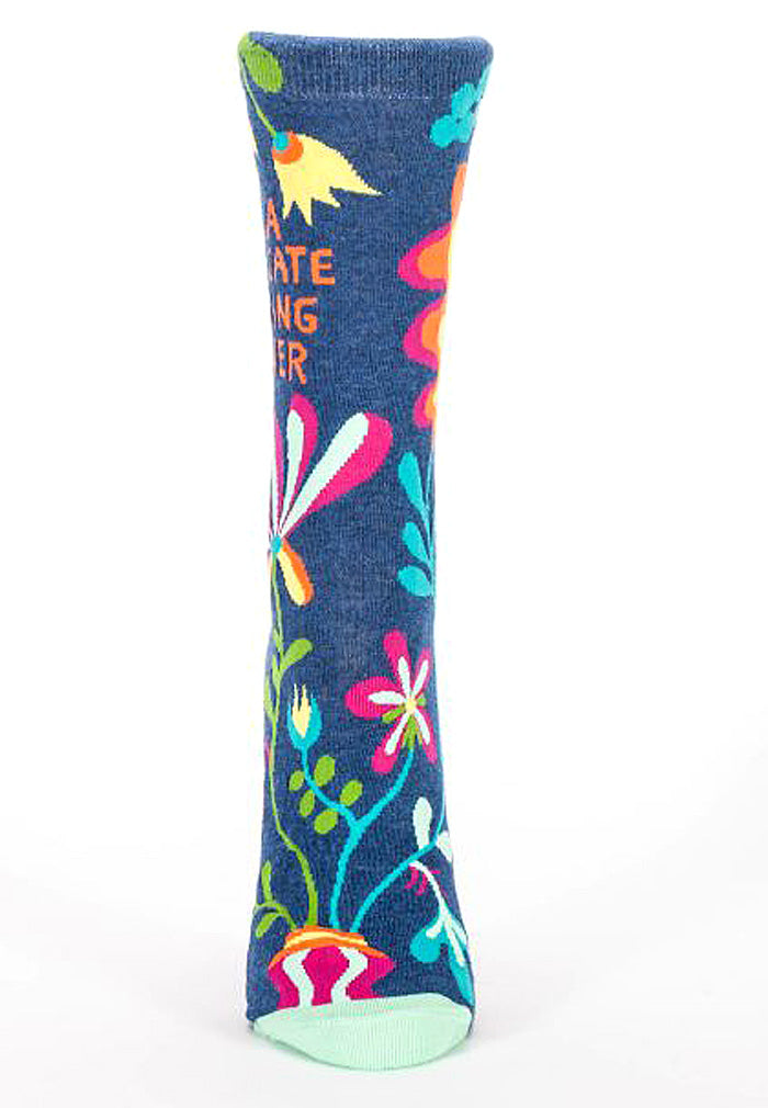 Women's Crew Socks -   I'm a Delicate Fucking Flower - Blue Q