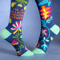 Women's Crew Socks -   I'm a Delicate Fucking Flower - Blue Q