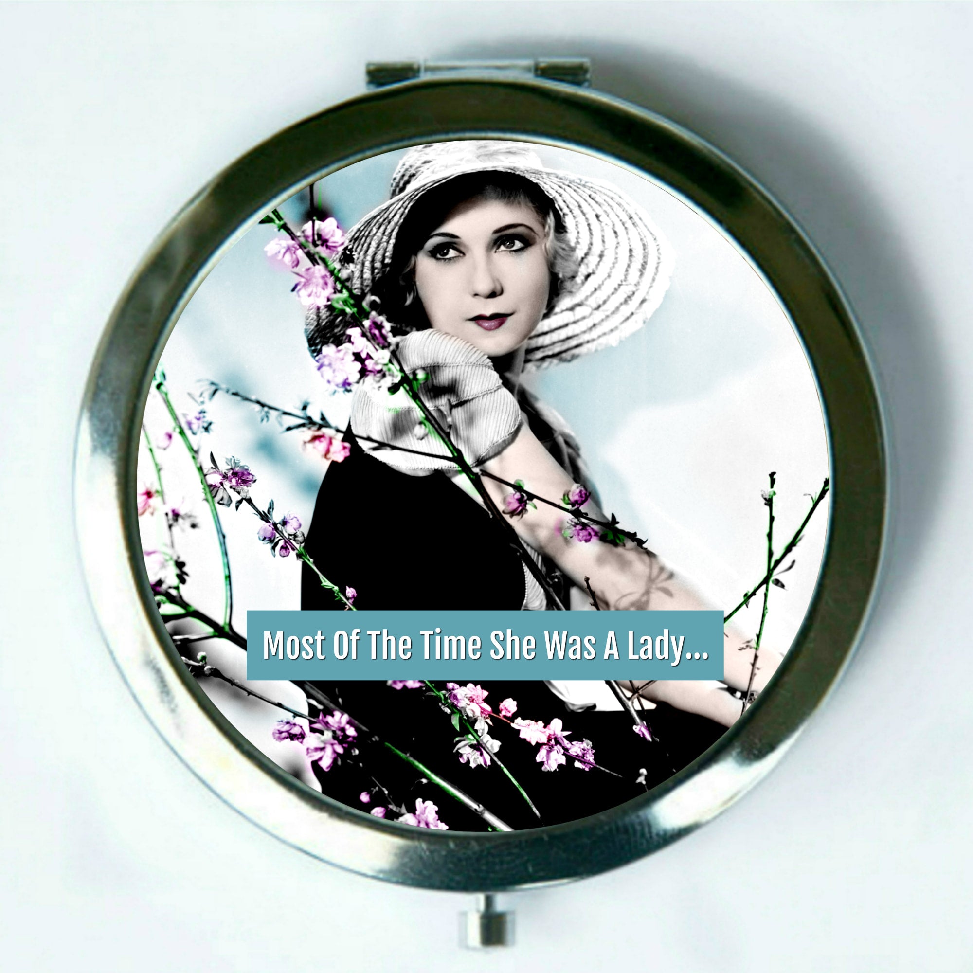 Most of the Time She Was a Lady - Mirror Compact (regular and magnifiy) by Umlaut Brooklyn